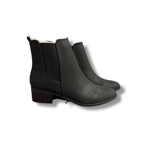 NIB Qupid Chelsea Boots Ankle Booties Elastic Black Block Heel‎ Women's 7.5